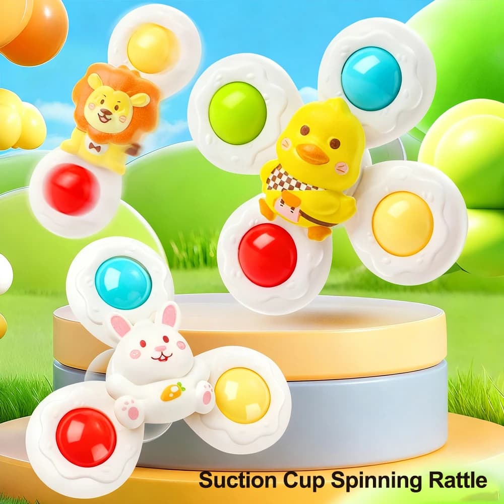 Giocattolo spinner a ventosa Bagno per bambini Gioco divertente Giocattolo educativo per bambini Antistress sensoriale infantile Regali di Natale per bambini