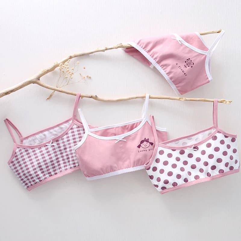 1 pz Reggiseno per Ragazze in Puro Cotone, Intimo Floreale, Reggiseno da Allenamento per Studentesse, Reggiseno a Pois Traspirante, Gilet per lo Sviluppo delle Ragazze Adolescenti