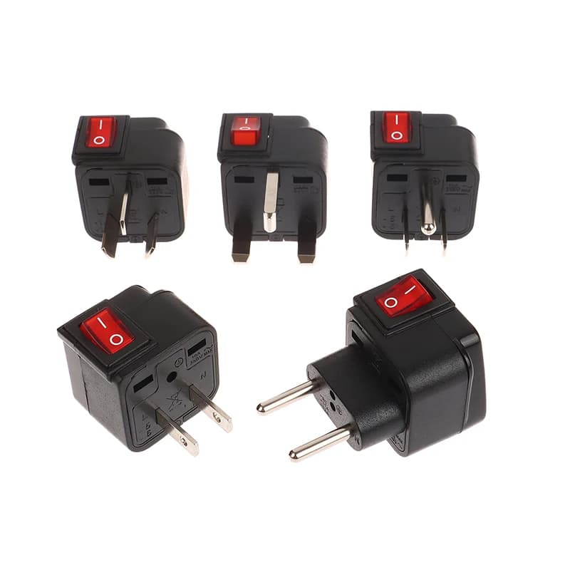 Adattatore Universale da Viaggio per Prese Elettriche Americane, Europee, Britanniche e Australiane 10A/13A 250V con Interruttore On/Off