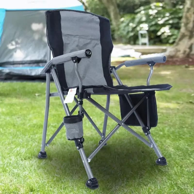Sedia da campeggio pieghevole resistente Oxford 600D con braccioli imbottiti e portabicchieri - Portatile per pesca in spiaggia con zaino in spalla (350 libbre)