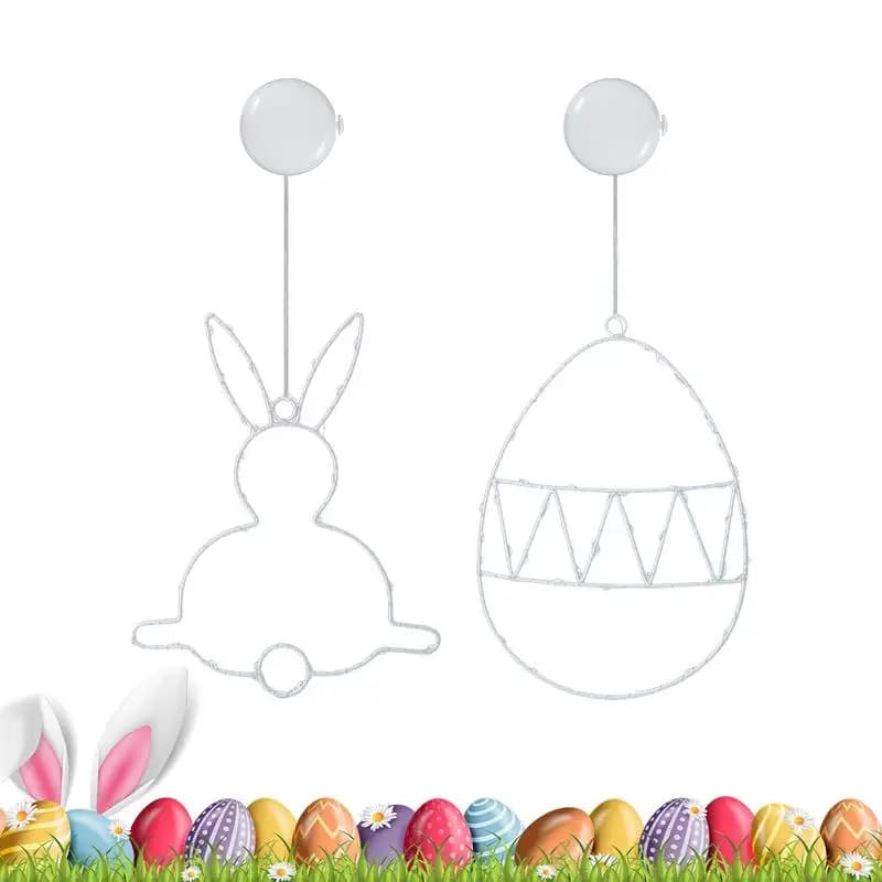 Decorazioni per porte pasquali Luci Festival Decorazioni per porte illuminate Uovo Coniglietto Insegna luminosa LED al neon con ventosa per interni domestici