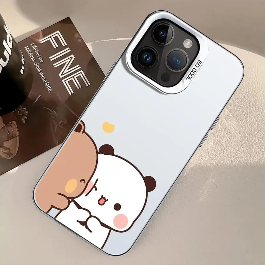 Cover per Telefono per iPhone 17 Pro Max 11 14 Plus 15 12 Pro 16 Air 13, Design Cartoon Coppia B-Bubu