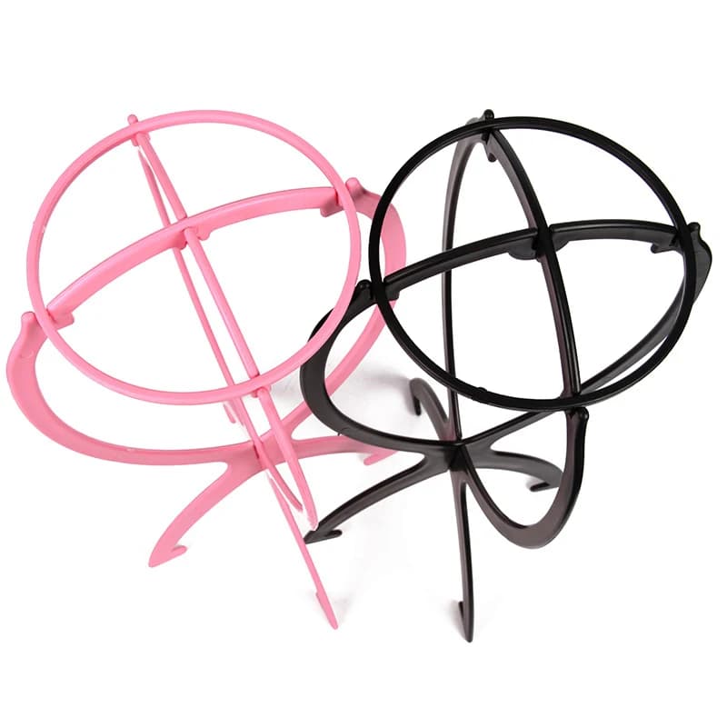 1 pz supporto per parrucca cappello di plastica display supporti per testa parrucca 17x36 cm supporto per manichino supporto per parrucca pieghevole portatile strumenti per esposizione di capelli rosa