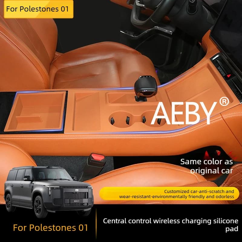 AEBY Per Polestones 01 Tappetino per caricabatterie wireless 2 in 1 e tappetino portabicchieri, vassoio in silicone antiscivolo, accessorio per auto, tappetino di ricarica per cruscotto