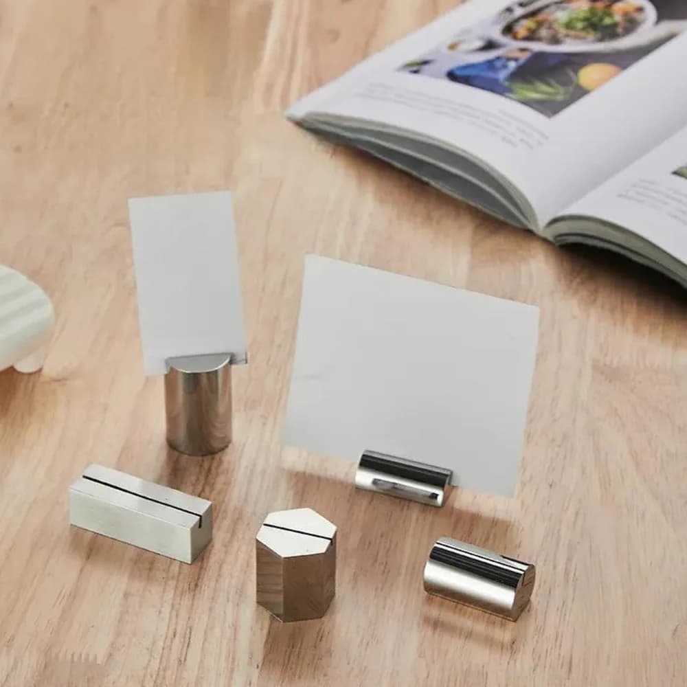 Numero da tavolo Nome Segnaposto Porta carte Mini etichetta del prezzo in metallo Espositore per promemoria Sede per matrimoni Clip per foto fotografiche