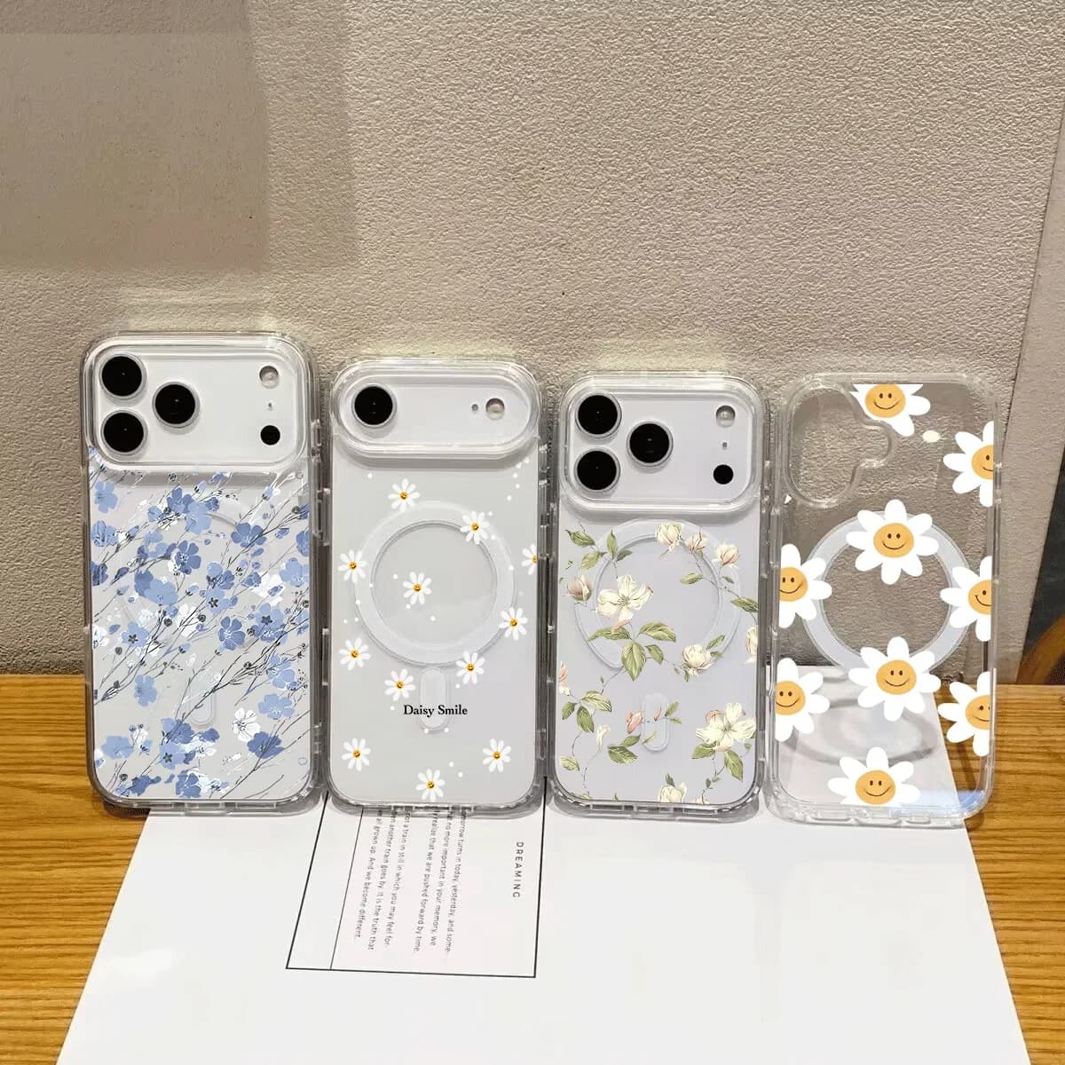 Magnetic Charging Flower Smile Floral Clear Casing For Samsung Galaxy S26 Ultra 5G S25 S24 S23 S22 Plus Ultra FE 5G Phone Case