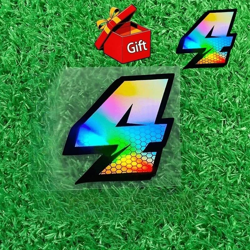 2Pcs/Set Holographic Honeycomb Racing Numbers 0-9 Decals, Waterproof Vinyl, for Motorcycle, Helmet, Bike & Car Window