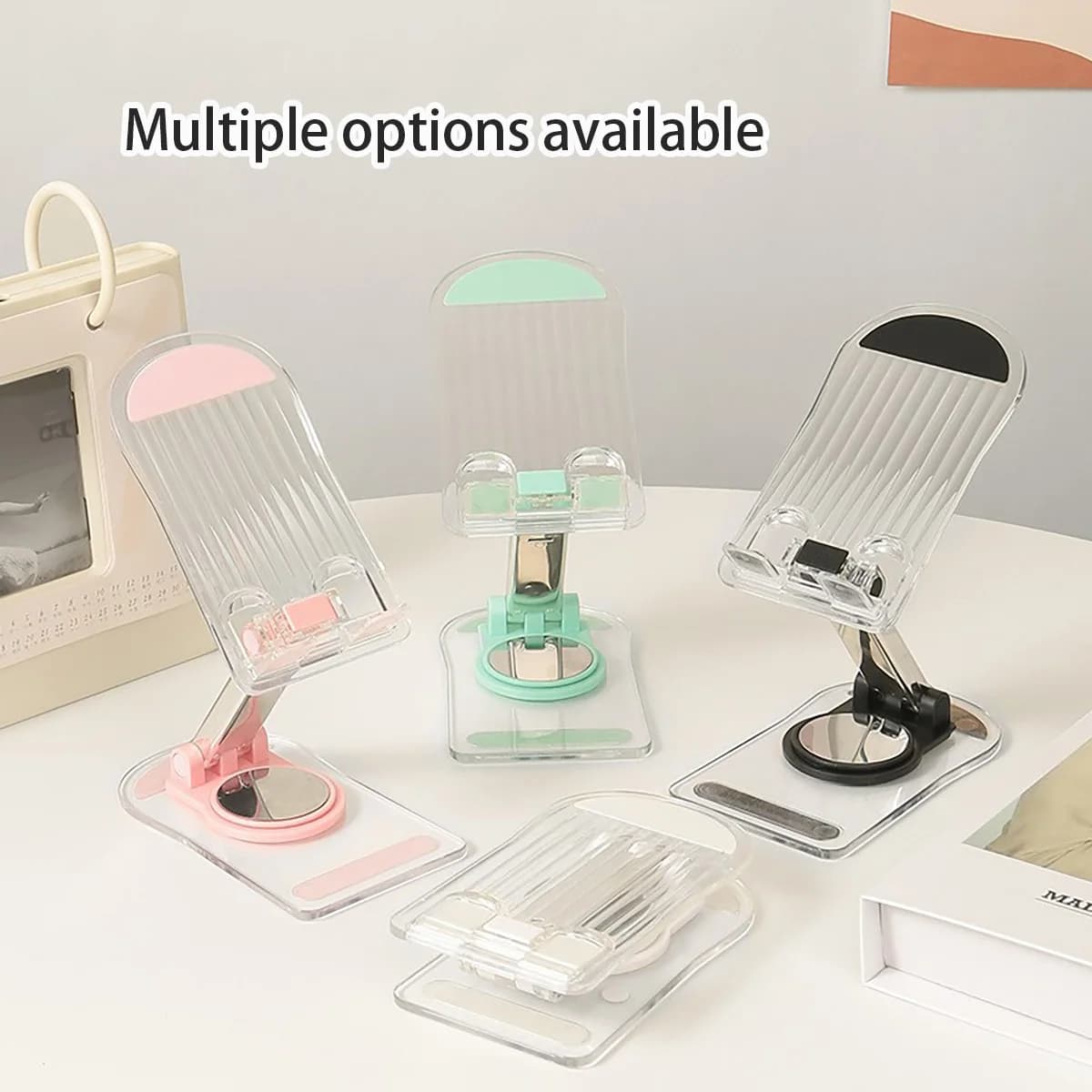Transparent Acrylic Phone Stand 360 ° Rotating Foldable Tablet Stand, Adjustable Non-Slip Desktop Lazy Stand, Portable Desktop Stand