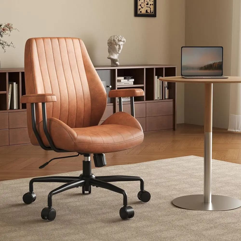 Ergonomic Home Oice Chair Leather Desk Chairs with Adjustable Height | Thickened Cushions, Comy Executive Armchair,Home Oice Gam