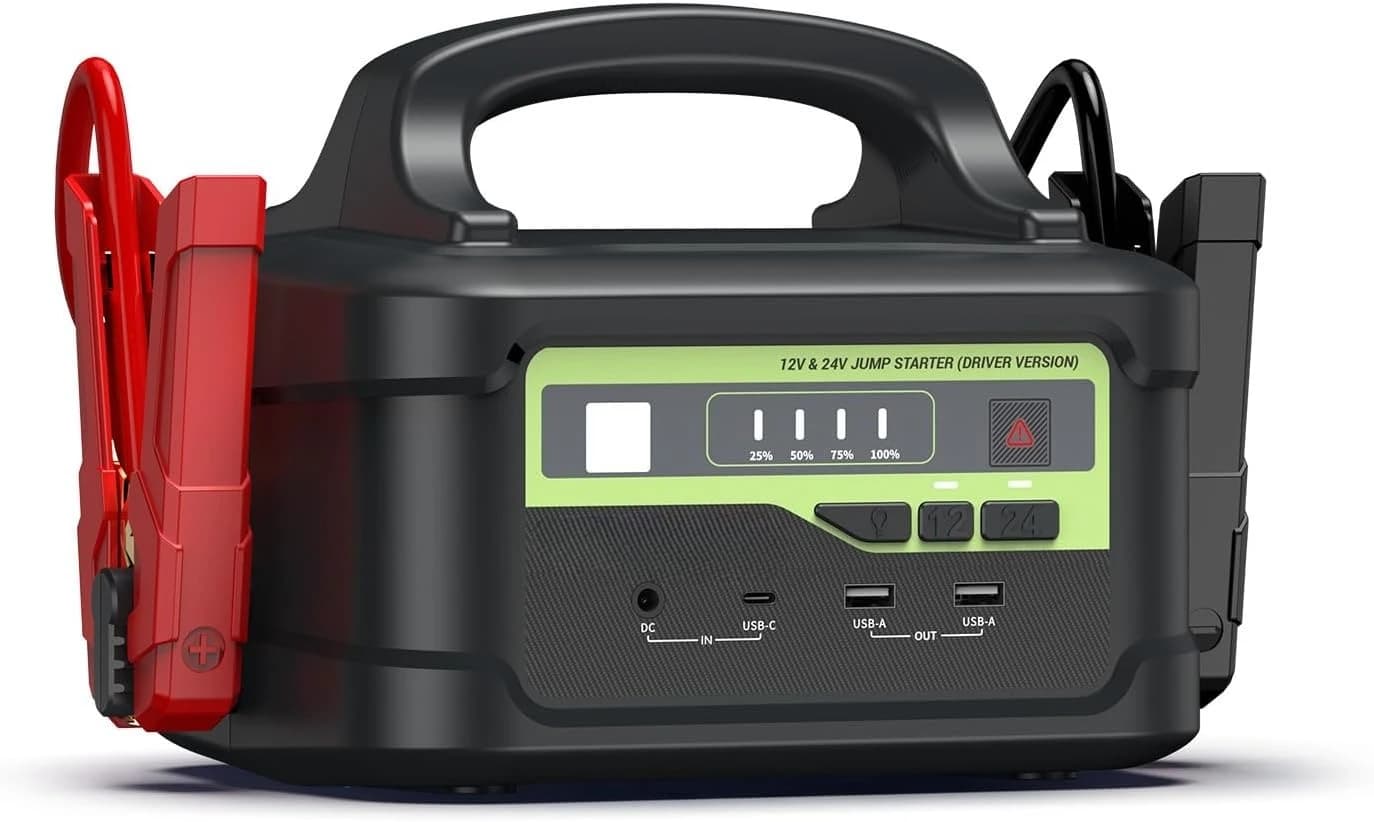 Avviatore di Emergenza 12V/24V con Ricarica Rapida 145W, 6000A 218Wh, Avviatore Portatile per Camion Super Sicuro (Compatibile con Tutti i Veicoli a Benzina)