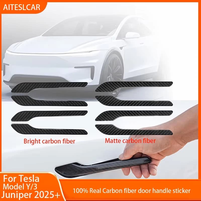 Adatto per Tesla Nuovo modello3/modello Y 2025 Maniglia per porta che attacca accessori decorativi modificati in fibra di carbonio antigraffio
