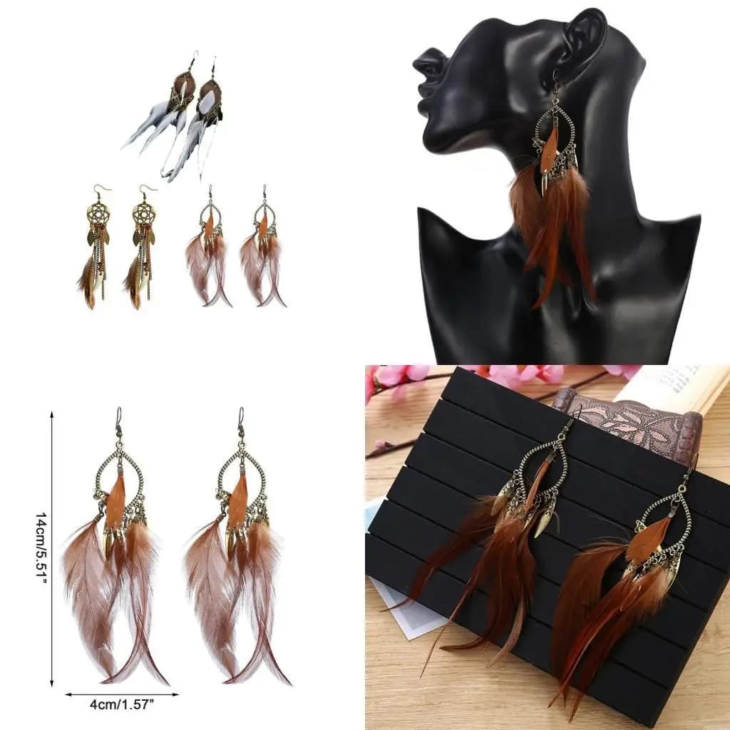 Round Retro Women Dream Catcher Handmade Long Tassel Earrings Female