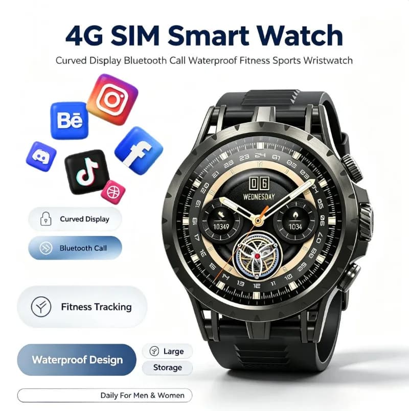 Outdoor Fitness Smart Watch For Men SIM Card Independent Call GPS Positioning HD Camera Real-Time Health Monitoring Smartwatch