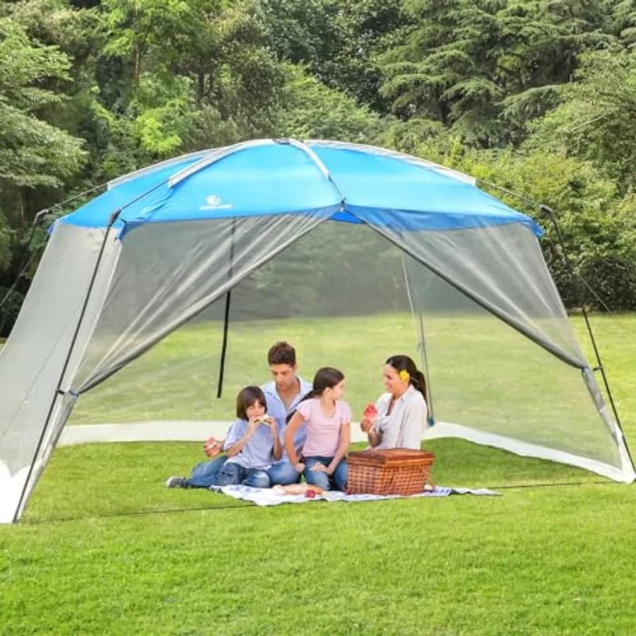 Tenda a zanzariera 13 x 9 piedi, tenda da campeggio con pareti in rete, tenda parasole per esterni, gazebo per il campeggio