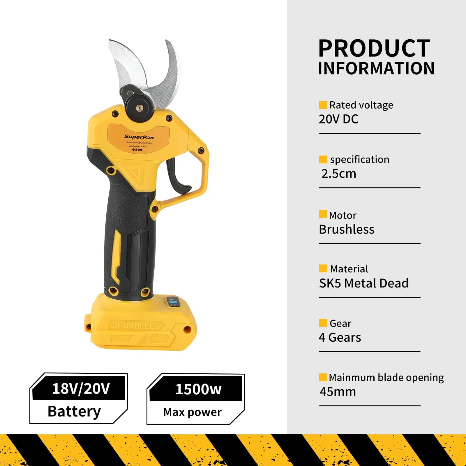 Forbici Elettriche Senza Fili per Potatura - Utensile da Giardino per Alberi da Frutto, Compatibile con Batteria Dewalt 18V
