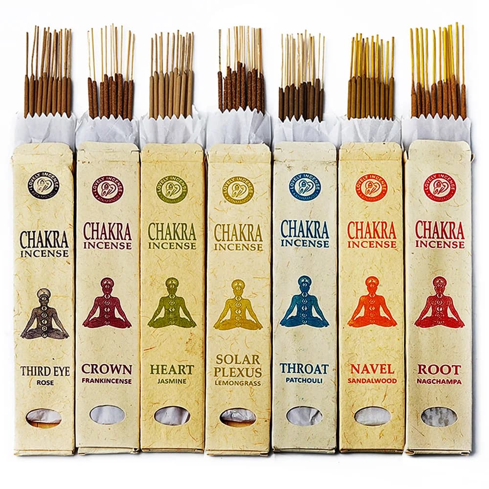 Set Completo di 7 Bastoncini d'Incenso Nepalesi - Incenso Naturale al Sandalo e Rosa per Bilanciamento dei Chakra, per Mindfulness e Arredamento Zen