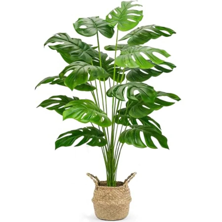 Piante Artificiali Alte 44 Pollici con Cesto, Grandi Piante di Monstera Artificiali per Interni, Facile Montaggio, Albero Finto per Esterni, Ufficio, Soggiorno