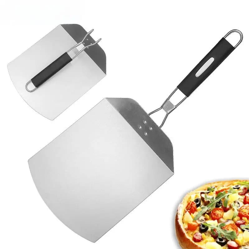 Buccia per pizza extra large in acciaio inossidabile con manico pieghevole per forni interni o esterni