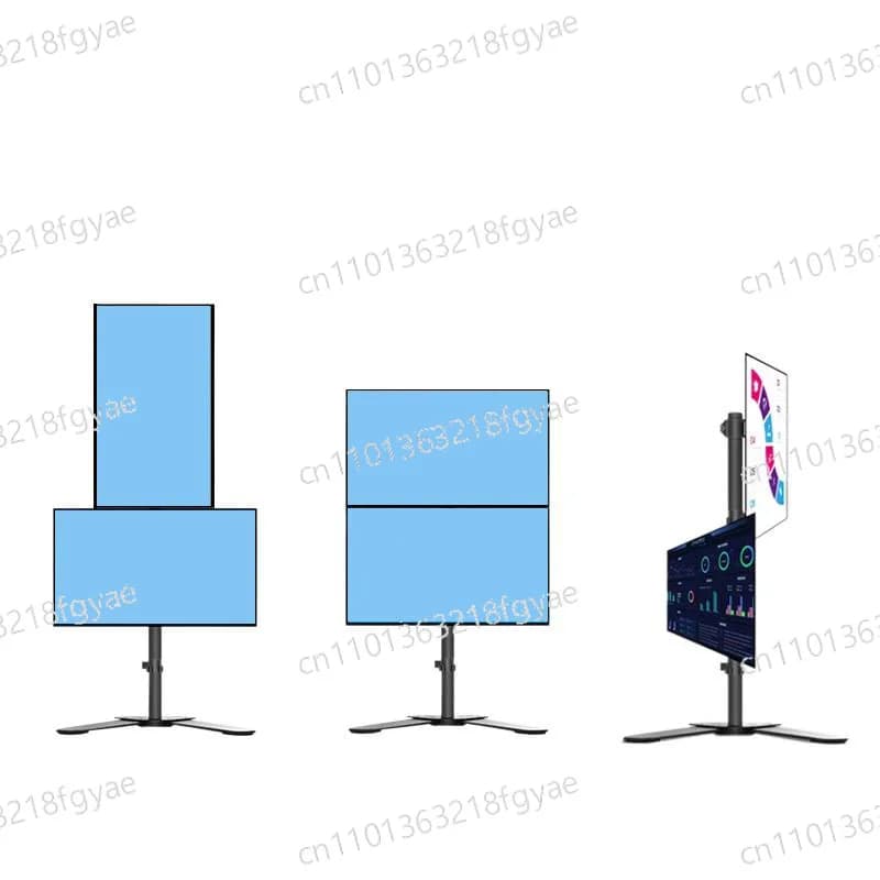 Supporto per Monitor Doppio per Notebook, Regolabile in Altezza, Senza Foratura, Orientabile Orizzontalmente e Verticalmente, per Computer