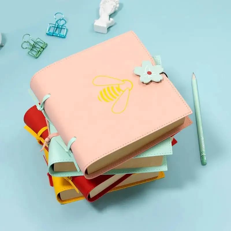 200 Sheets Bee Faux Leather Sketch Book Handmade Journa Notebook