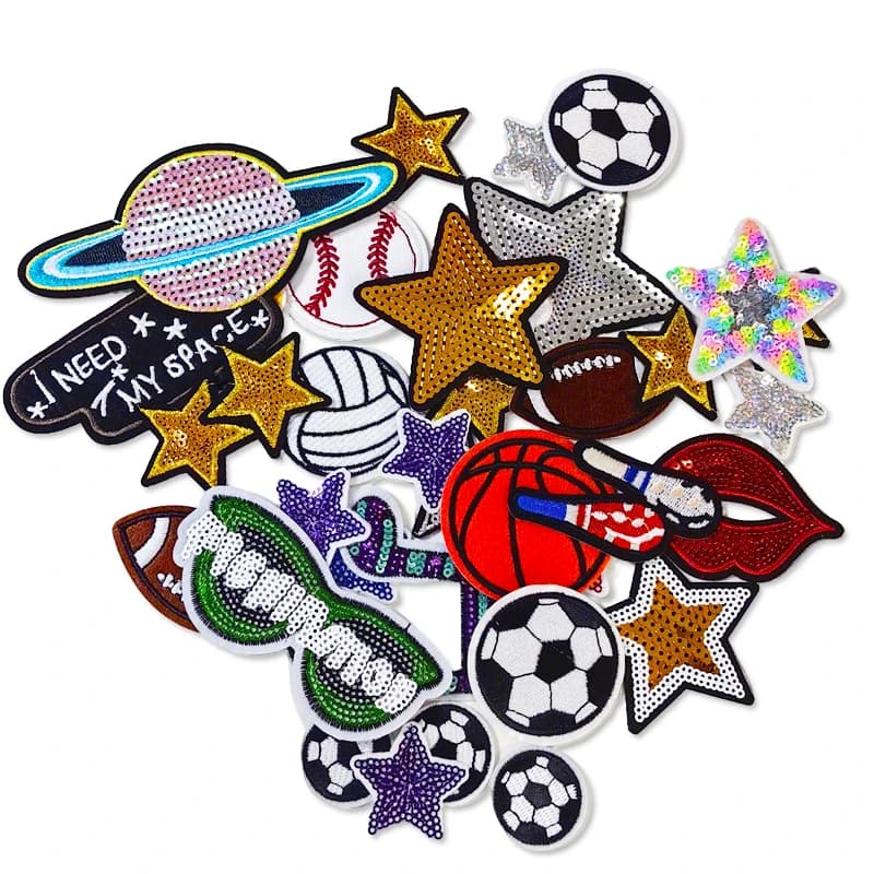 2-50 pieces embroidered patches for purses clothes iron jeans on stickers cartoons sewn football basketball music clothing appliques