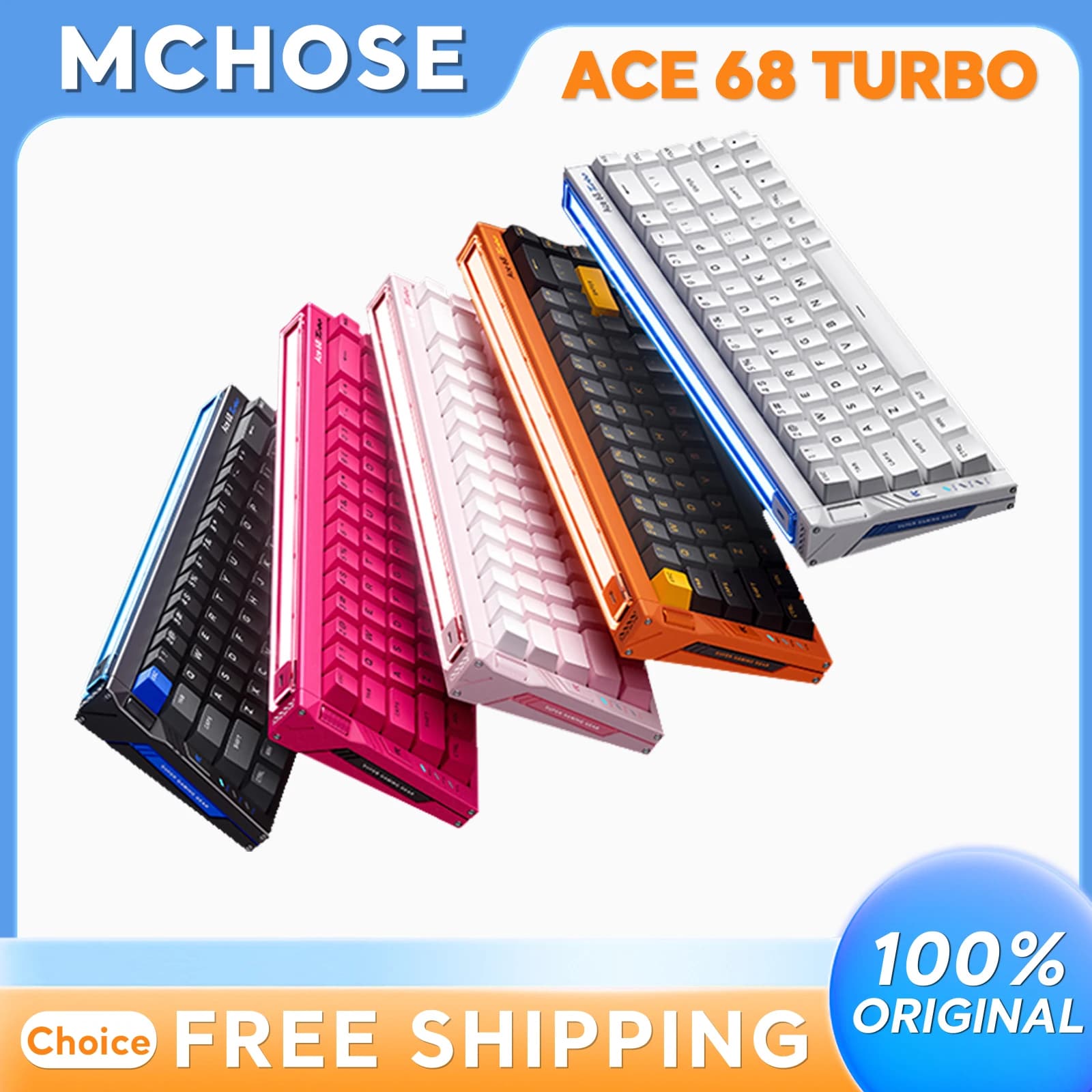 MCHOSE Ace68 Turbo RGB Tastiera da gioco 68 tasti Interruttore magnetico 16K Frequenza di polling 0,06 ms Latenza Corpo in alluminio Hot Swap