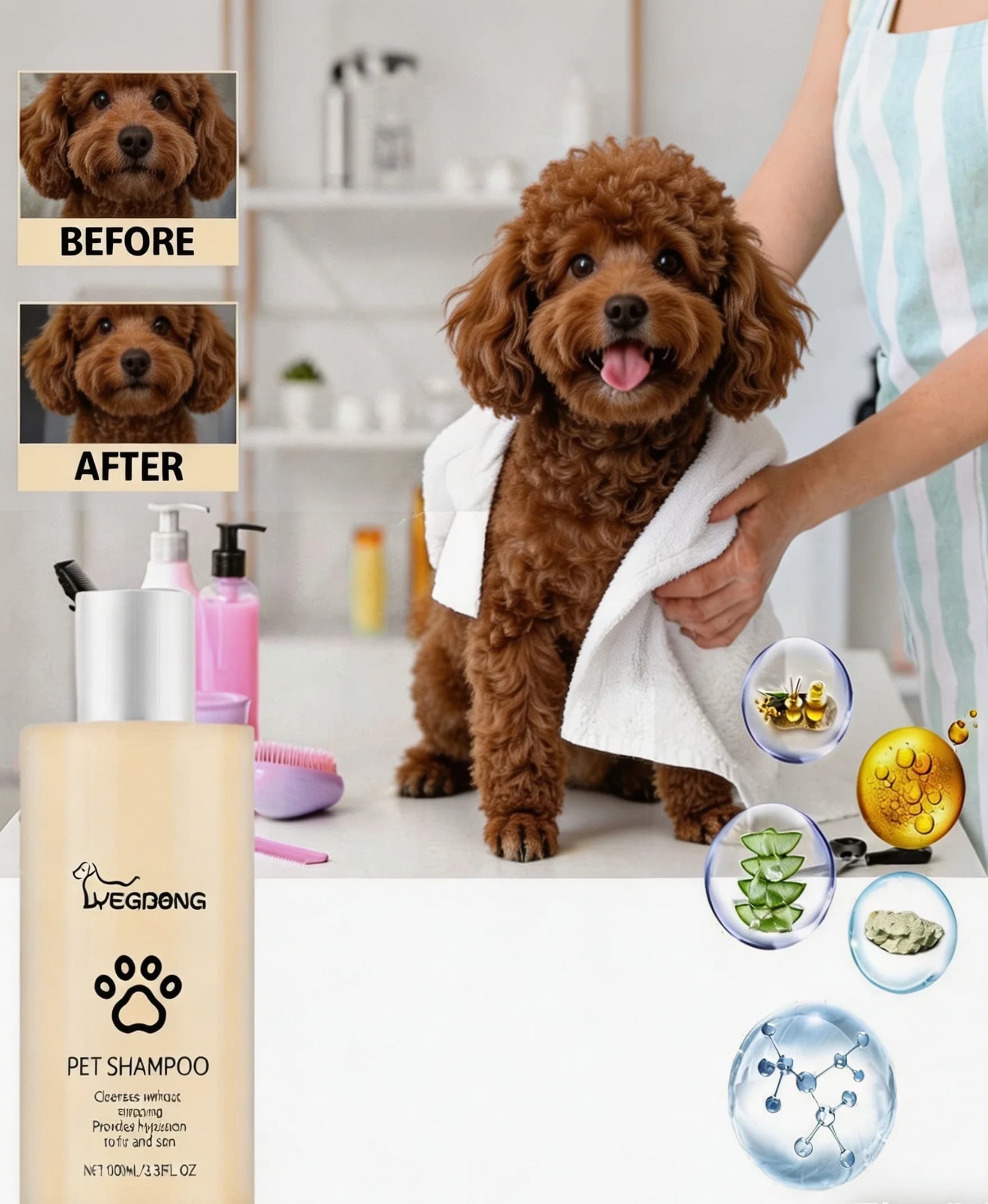 Shampoo Lenitivo per Animali Domestici da 100ML per Pelli Sensibili - Formula Ipoallergenica per Cani e Gatti