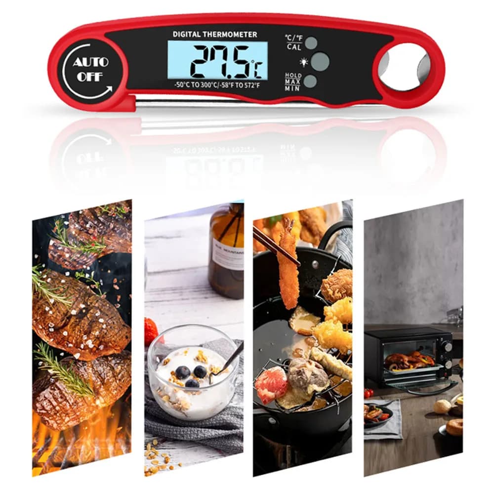 Meat Thermometer Digital – Instant Read Food Thermometer for Grilling, BBQ, Air Fryer, Smoker, Kitchen Gadgets, BBQ Essentials