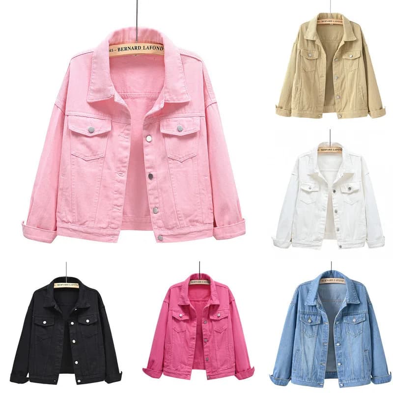 Women's Fashion Fashion Black Red Blue Coat Women's Coat Single-breasted Fashion Autumn Fashion Women's Coat of jeans