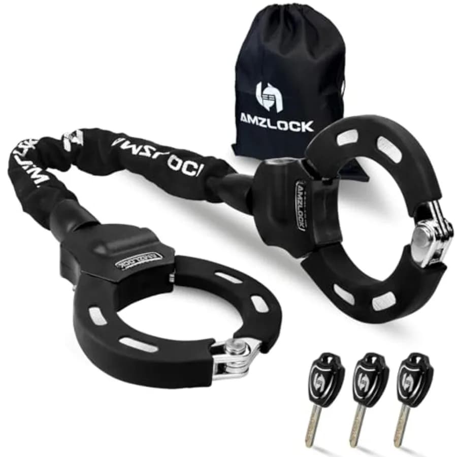 Lucchetto per Scooter, Catena Antifurto Resistente da 5/16'' (29,5'') in Acciaio con Sacchetto a Coulisse, per Scooter Elettrici, E-Bike