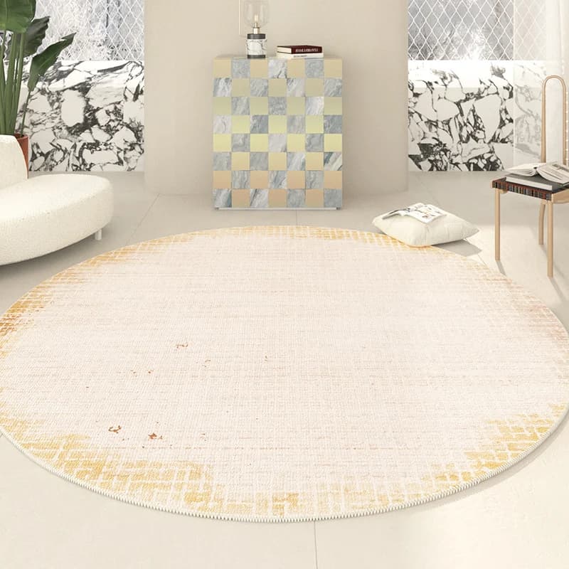 Tappeto Rotondo Giallo Grande per Soggiorno, Morbido Tappeto per Tavolino, Personalizzabile, Vintage, per Camera da Letto, Antiscivolo, per Guardaroba