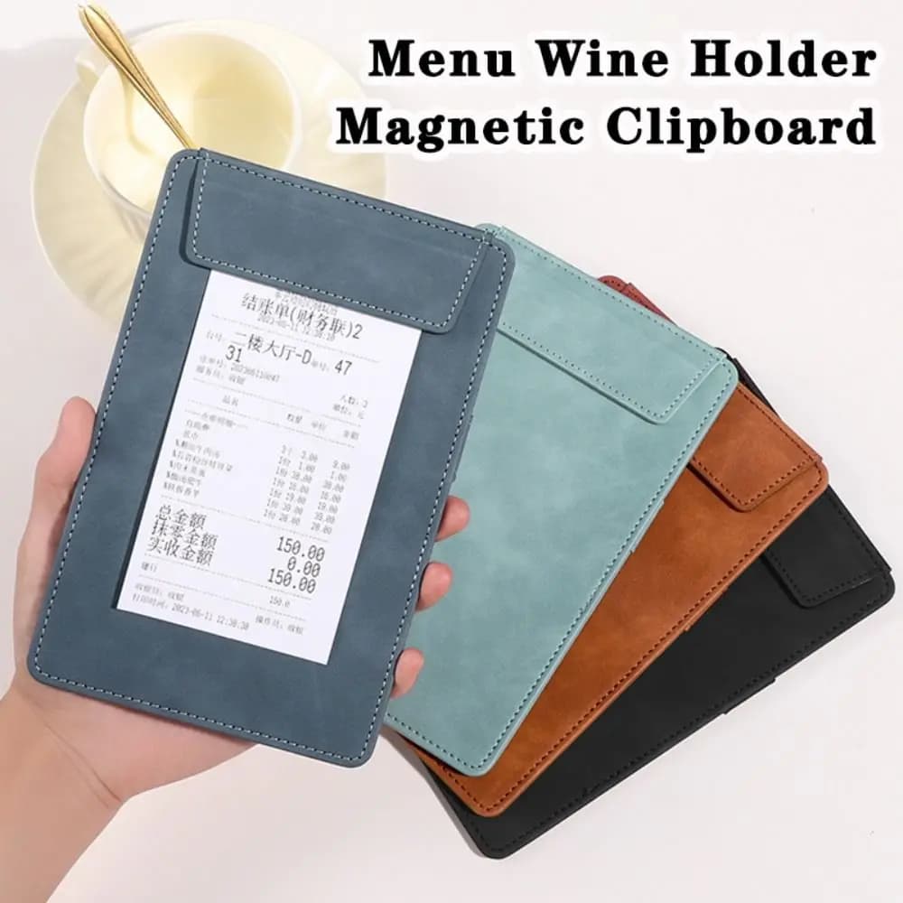 1pc Suede Menu Wine Holder PU Leather with Pen Insert File Folder A4/A5/A6/A7/B5 Document Clip Restaurant/Cafe/Bar/Hotel