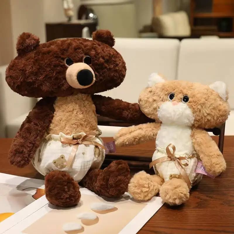 Newest White Dog Cat Brown Bear Series Doll Kawaii Stuffed Plush Toy Doll Cartoon Anime Cute Pillow Kids Birthday Gift Doll