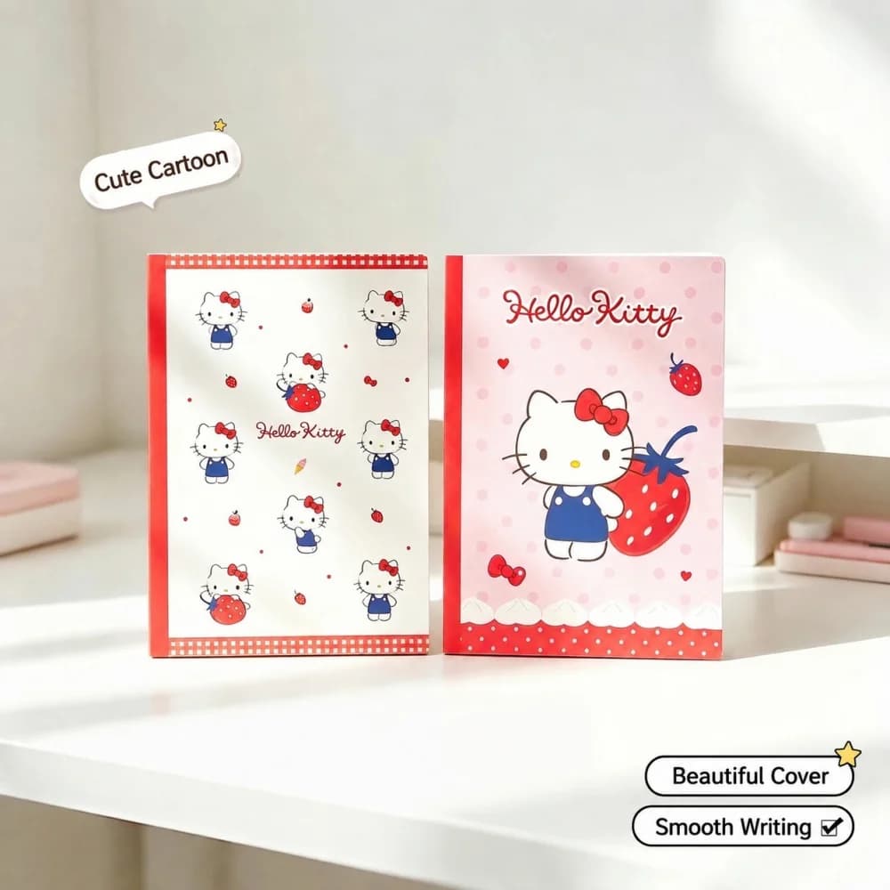 Genuine Hello Kitty Notebook A5 Size Cute Printed Cover Journal Diary Book Perfect Binding Planner Notes for Office School Use