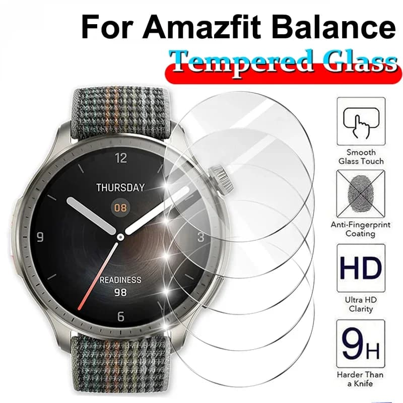 Screen Protector for Amazfit Balance, tempered glass, screen protection for smartwatch, 9H, 2.5D film