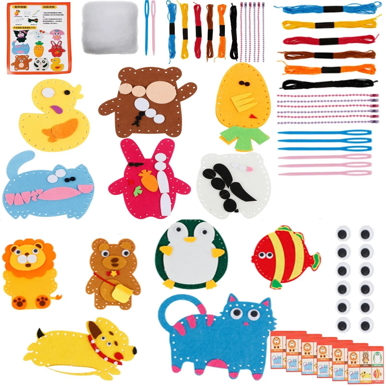 Kit da Cucito per Bambini Divertente ed Educativo, Kit da Cucito Creativo in Feltro per Principianti, Kit Portatile Fai-da-Te per Cucito in Feltro per la Famiglia