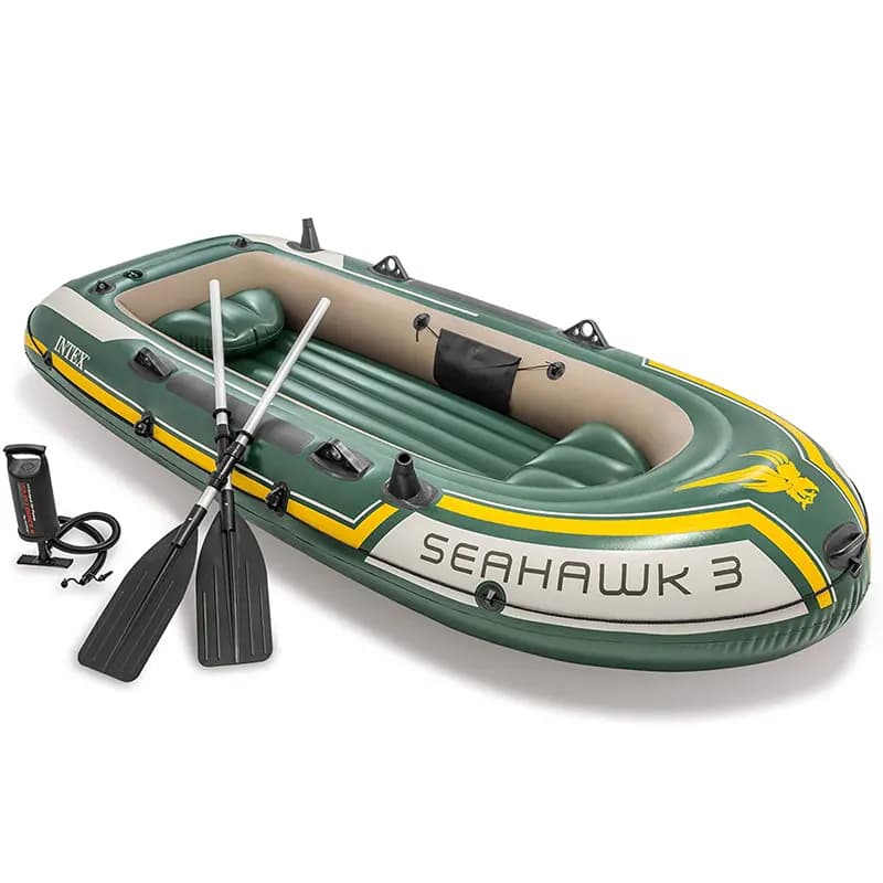Barca a remi originale per 3 kayak 9'8" X 4'6" X 1'5" Gonfiabile Barca da pesca in PVC per 3 persone Barca pieghevole per remo