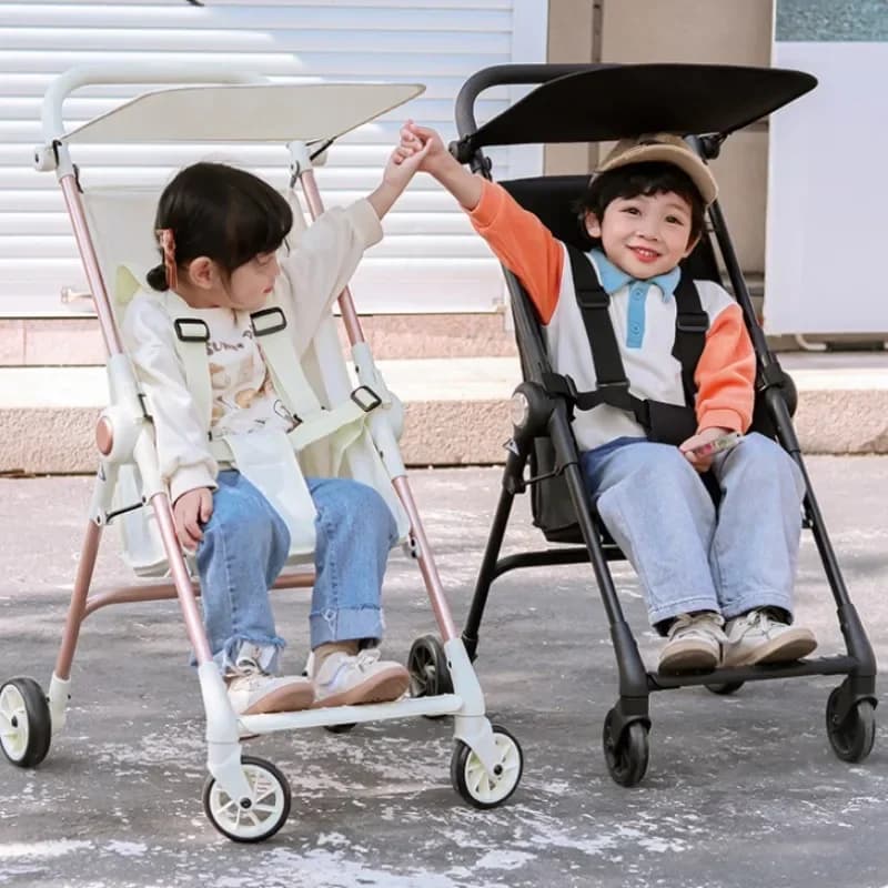 Carrello per bambini in metallo, passeggino leggero pieghevole portatile per auto tascabili per bambini di grandi dimensioni per passeggino per aereo con cabina per ombrellone