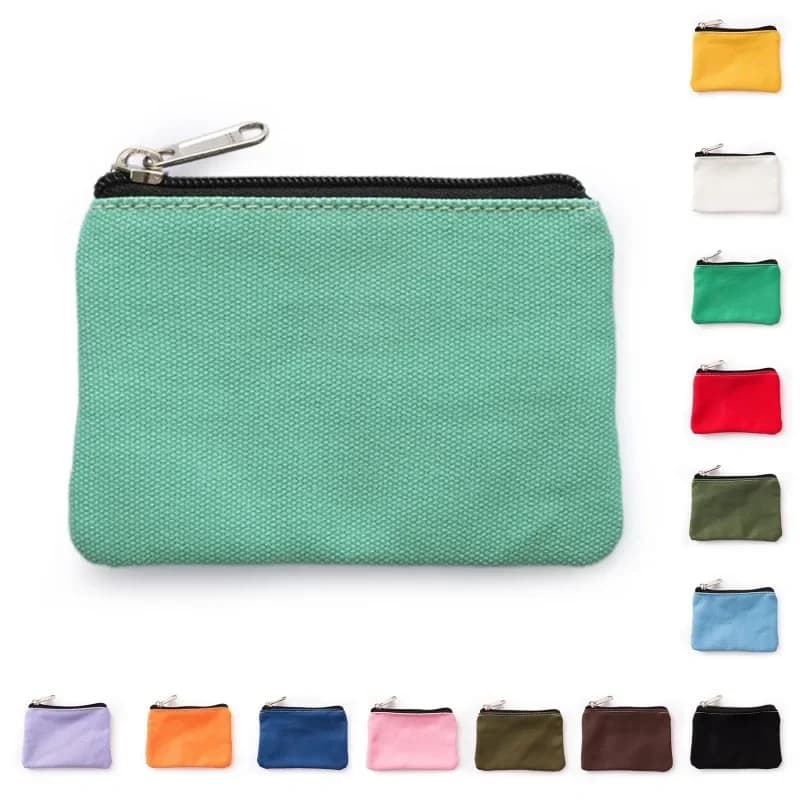 Borsa in tela di cotone semplice fai da te con cerniera, portamonete, portachiavi, tasca per soldi, da donna, da uomo, portamonete a mano, piccolo portafoglio per bambini