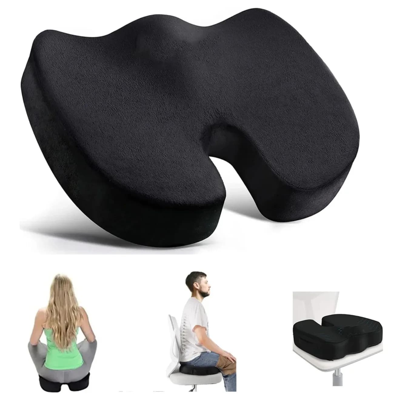 Cuscino del sedile in memory foam a forma di U, cuscino ortopedico per sedia da ufficio, auto, viaggi, supporto per fianchi e schiena