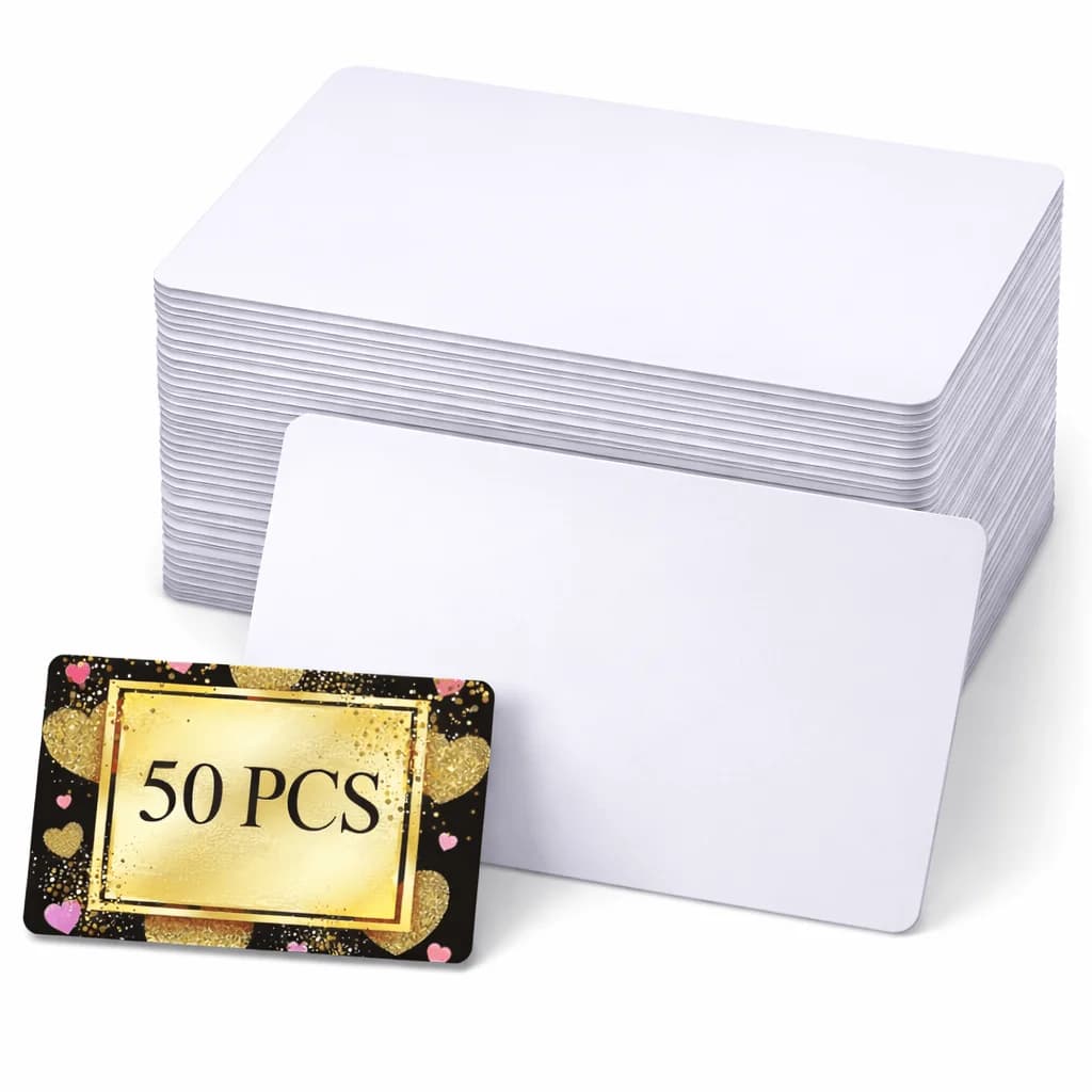 50/100pcs Sublimation Metal Business Cards Blanks, White Business Card Plates 0.21mm Thick for Laser Engraving, UV Printing