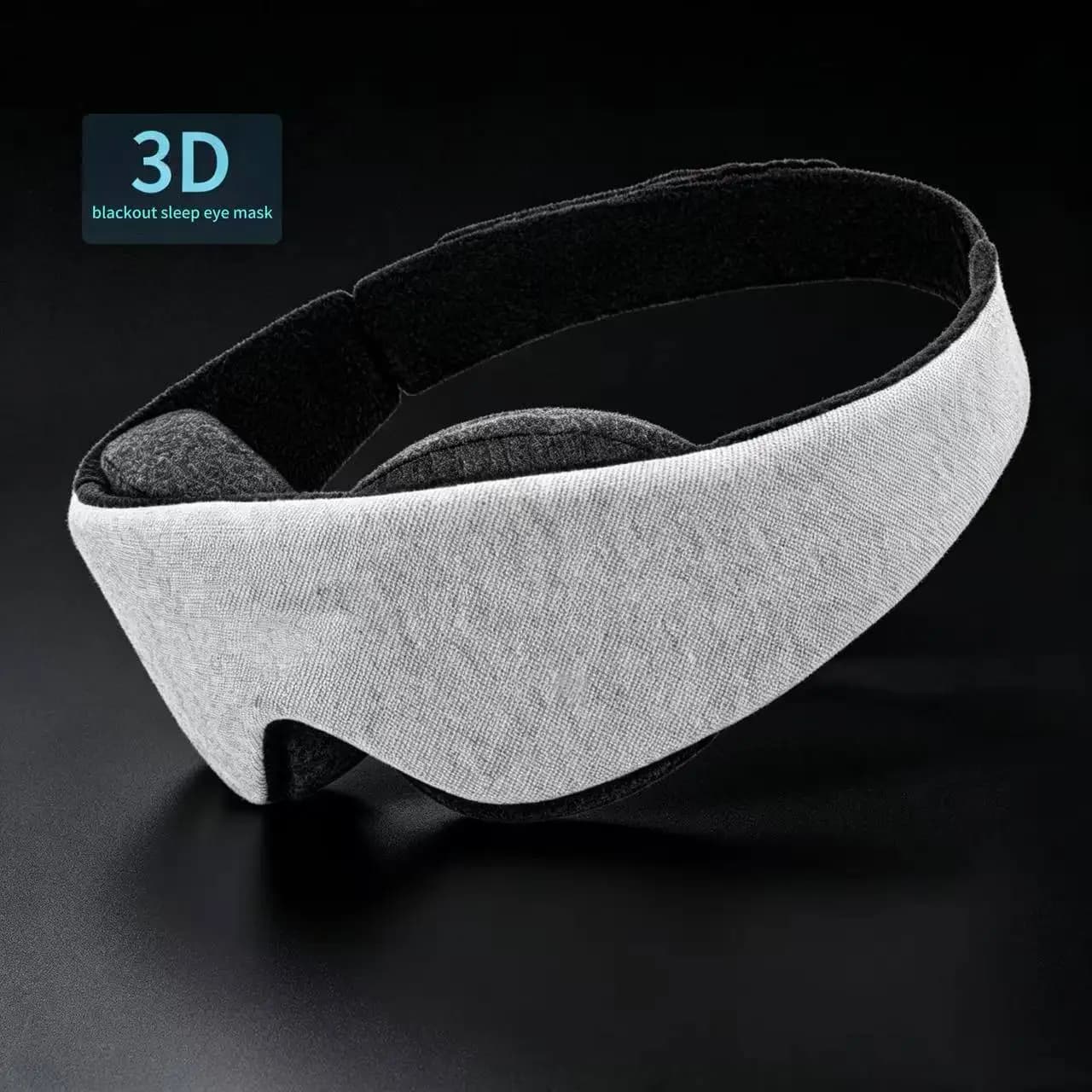 3D Blackout Sleep Eye Mask, Soft 100%‑Cotton Memory Foam Sleeping Mask with Adjustable Velcro Strap