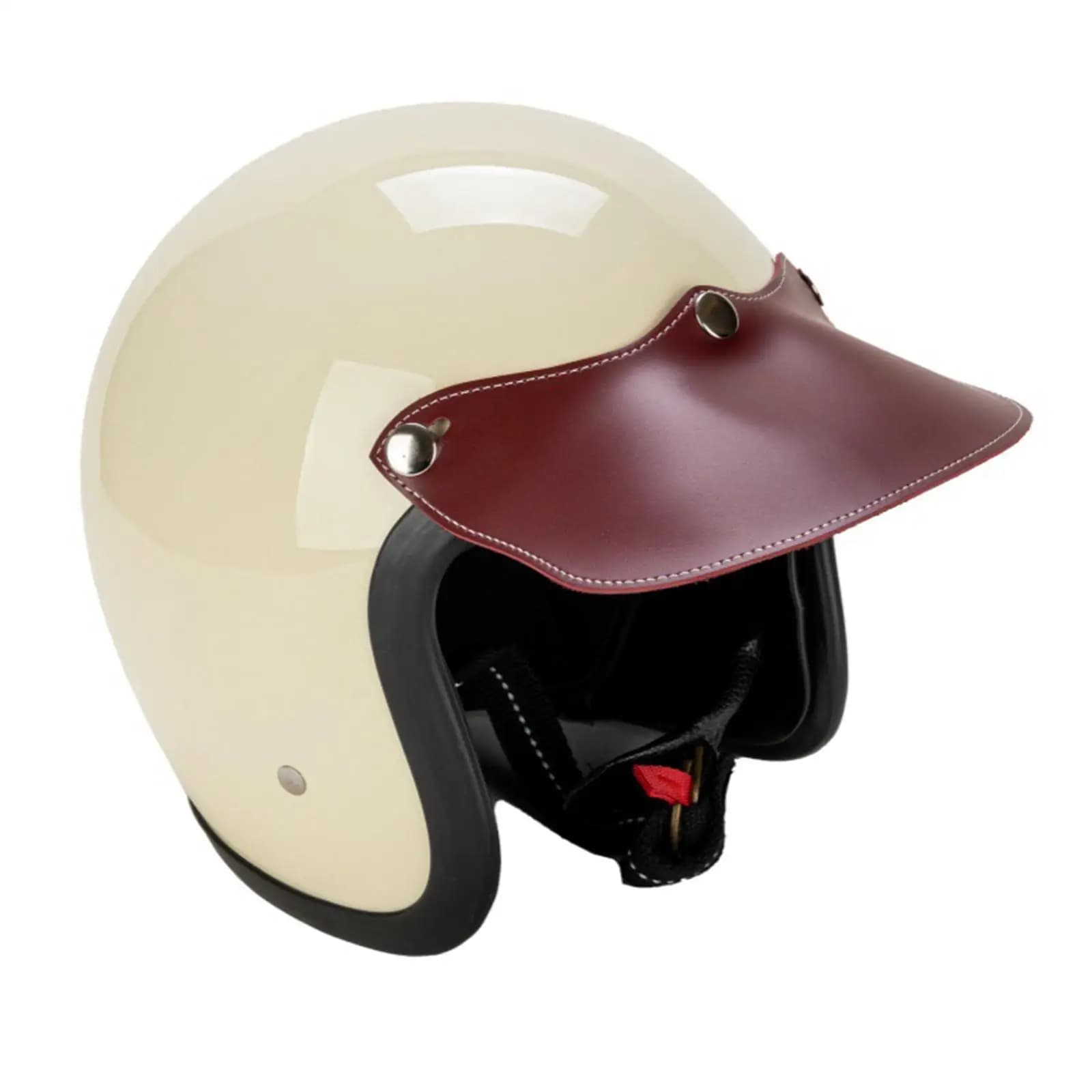Durable PU Leather Helmet Visor Peak Sun Shield Three Snap Accessory for Motorcycle Biker Ride
