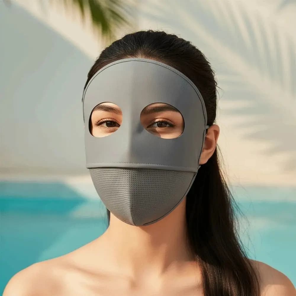 Maschera Protettiva in Poliestere Traspirante, Senza Cuciture, in Seta Ghiaccio, Elastica, Antivento, Protezione UV, per Lavoro