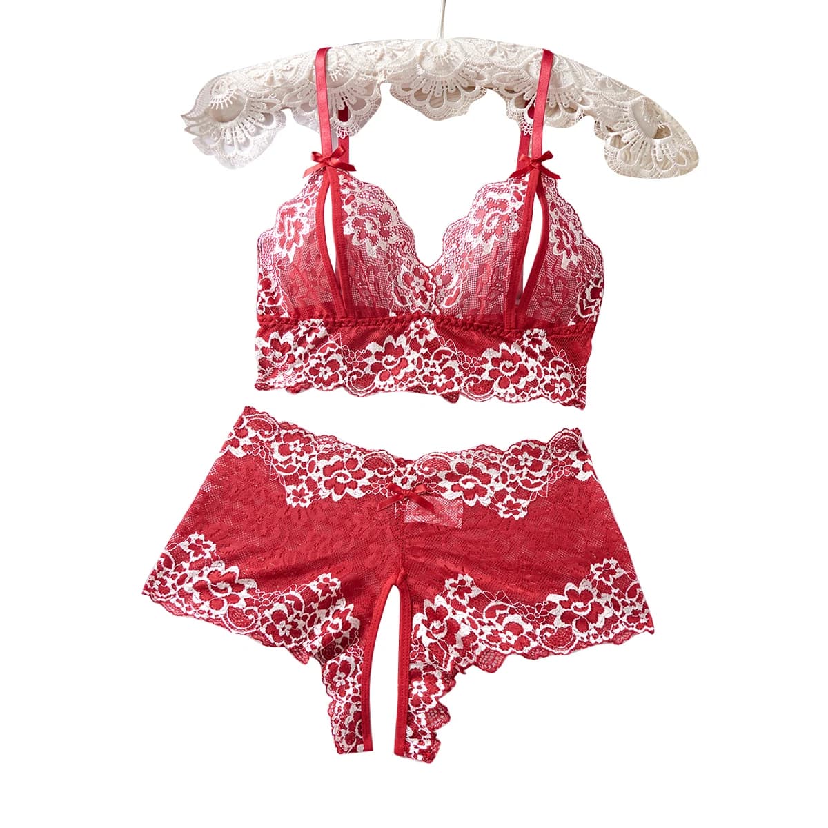Open chest bra with elegant design and panties without horse Comfortable fashionable underwear set suitable for all occasions Valentine's Gift