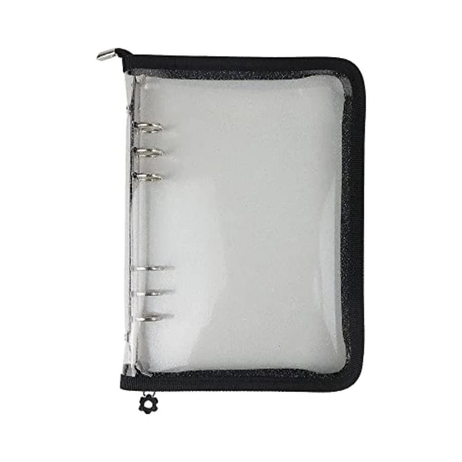 Binder Cover Refillable 6 Ring Notebook Binder Clear Soft PVC Zipper Binders Folder for 6 Hole Filler Paper Personal File Organ