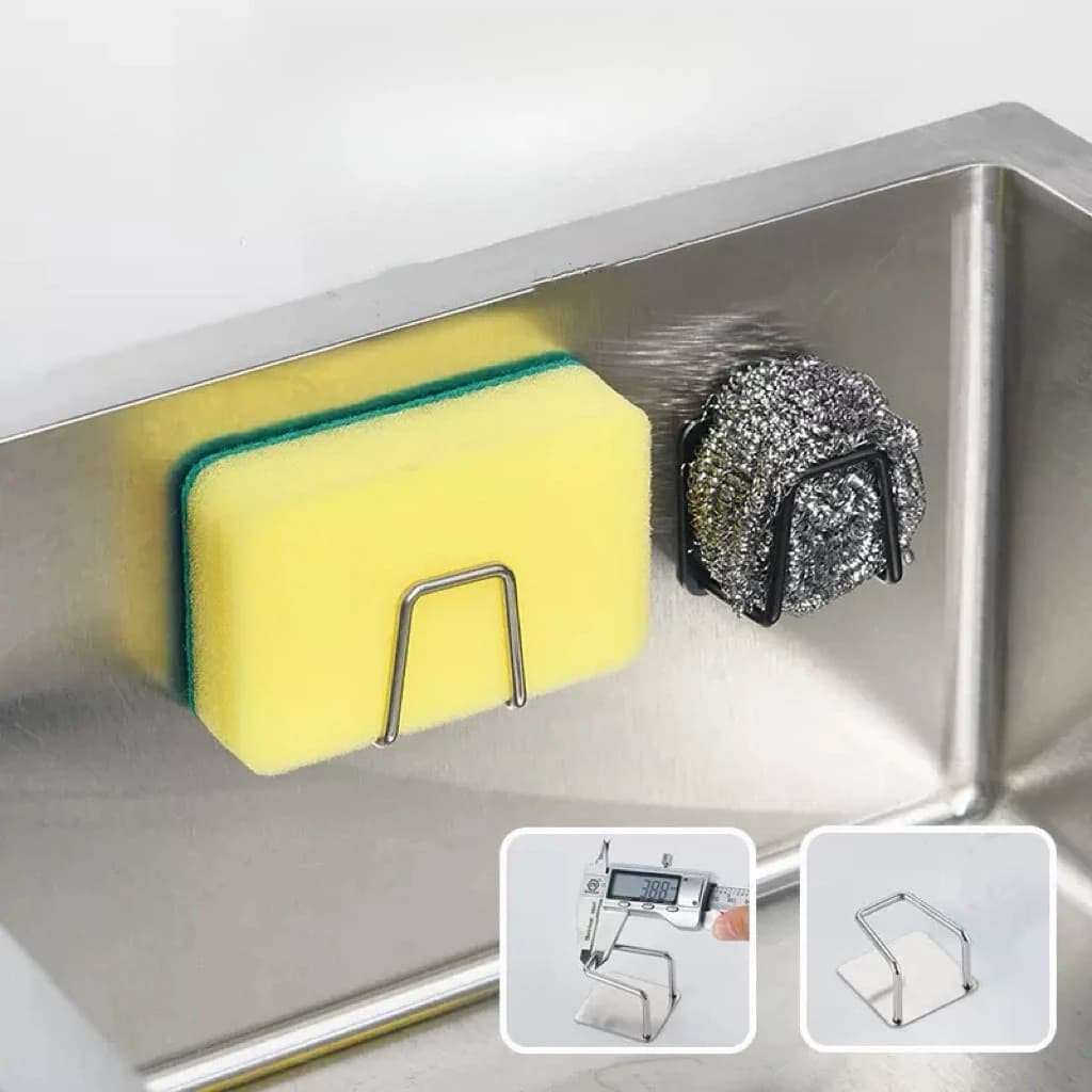 2 pezzi Gancio da cucina a parete in acciaio inossidabile per sponda lavello, porta spugne e panni in acciaio, porta utensili da cucina, senza foratura