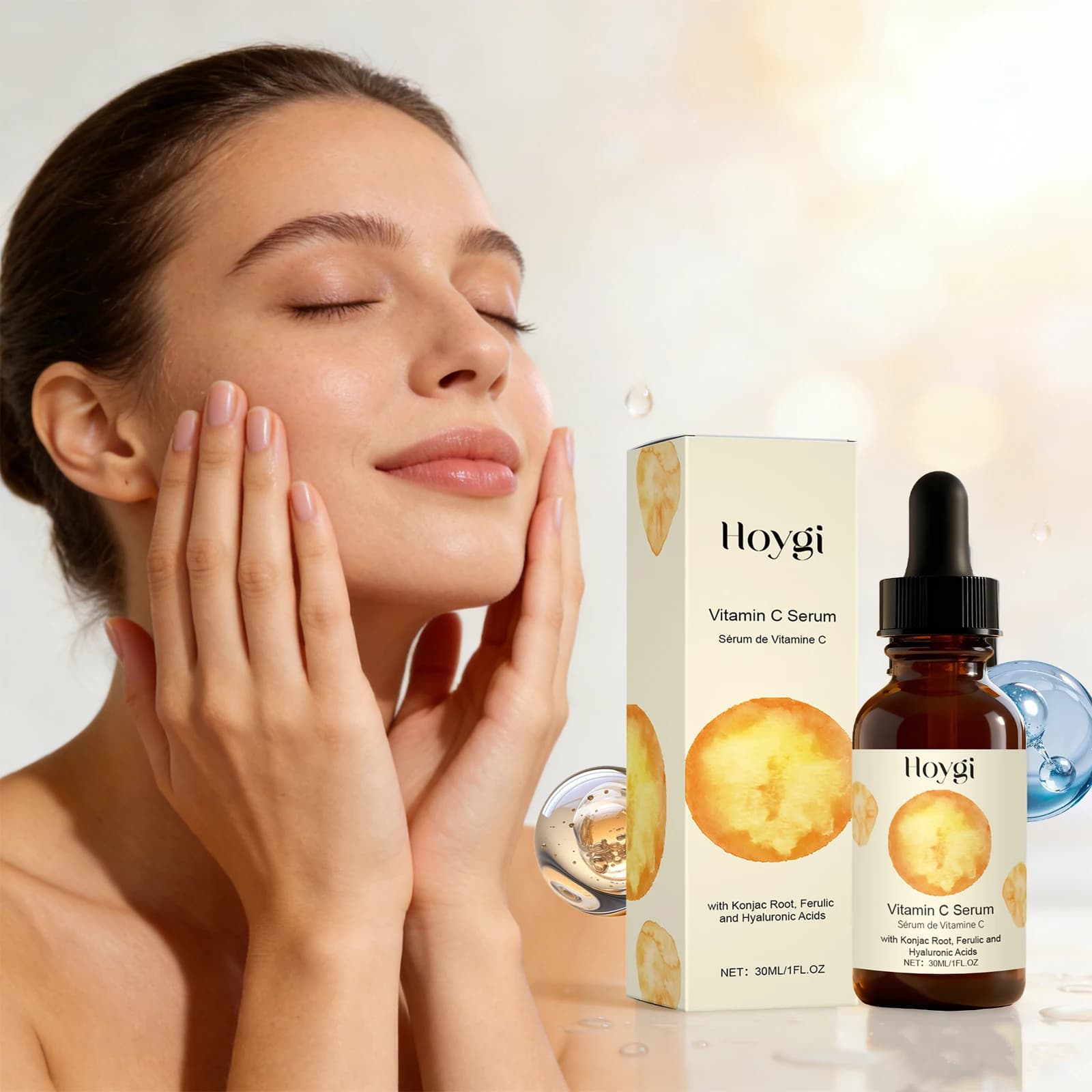 Serum to vitamin C, skin clearing, with hyaluronic acid, moisturizing essence for the face, reduces acne, does not obstruct pores, whitening for skin care