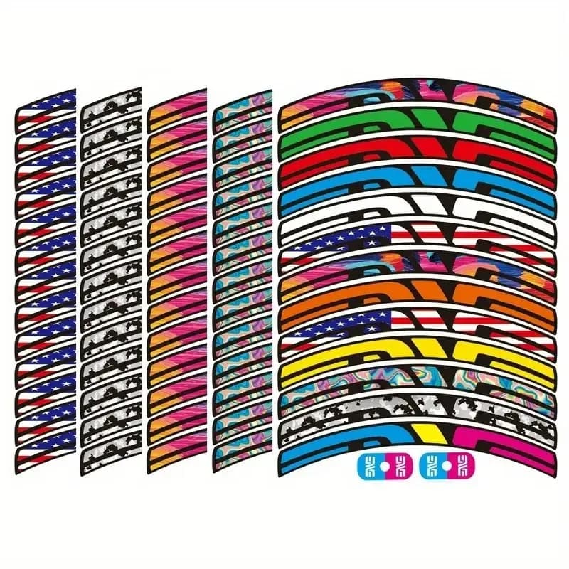 Adesivo piatto 2D 15 pezzi/foglio, adesivo da guida per set di ruote per moto e bici - Adesivo in vinile resistente per mountain bike e strada