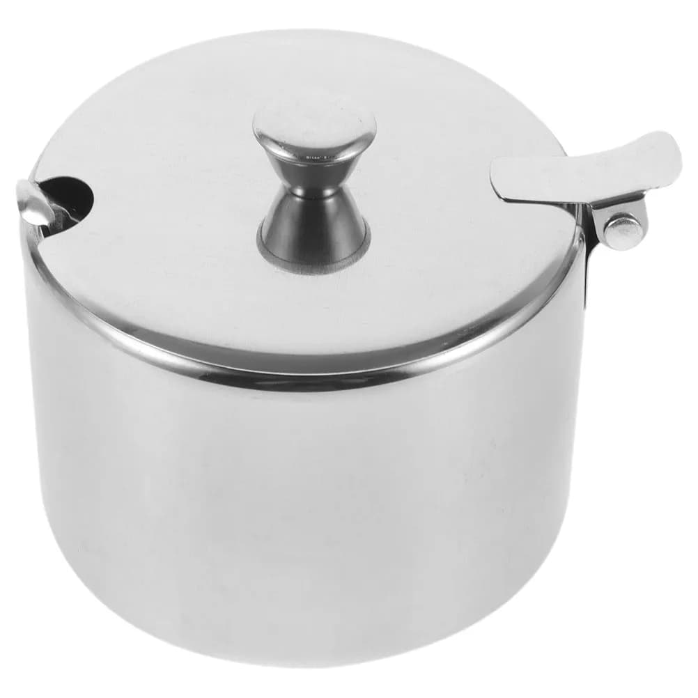 2Sets Stainless Steel Condiment Jar Set Sugar Bowl with Lid and Spoon Salt Box Spice Dispenser for Kitchen Neatness Fresh